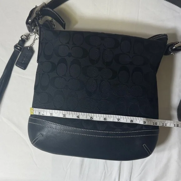 Coach Signature Jacquard Black Crossbody Bag Style 9362 - Picture 7 of 14